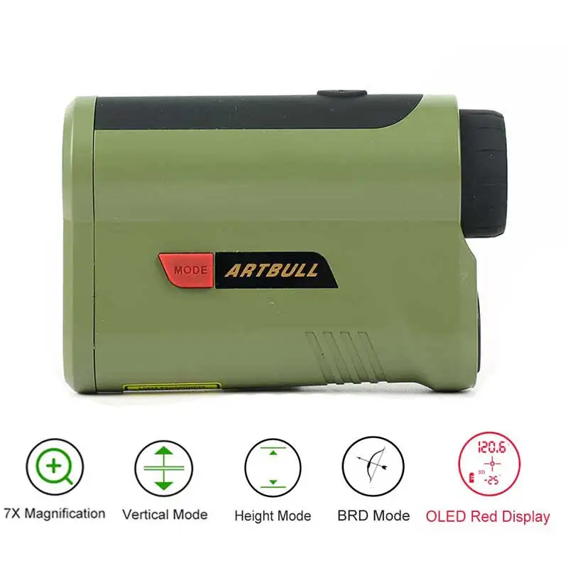 Imagem -05 - Artbull-telêmetro a Laser para Caça Oled Red Display 7x Amplificador Medidor de Distância ao ar Livre 1200yard 2000yard