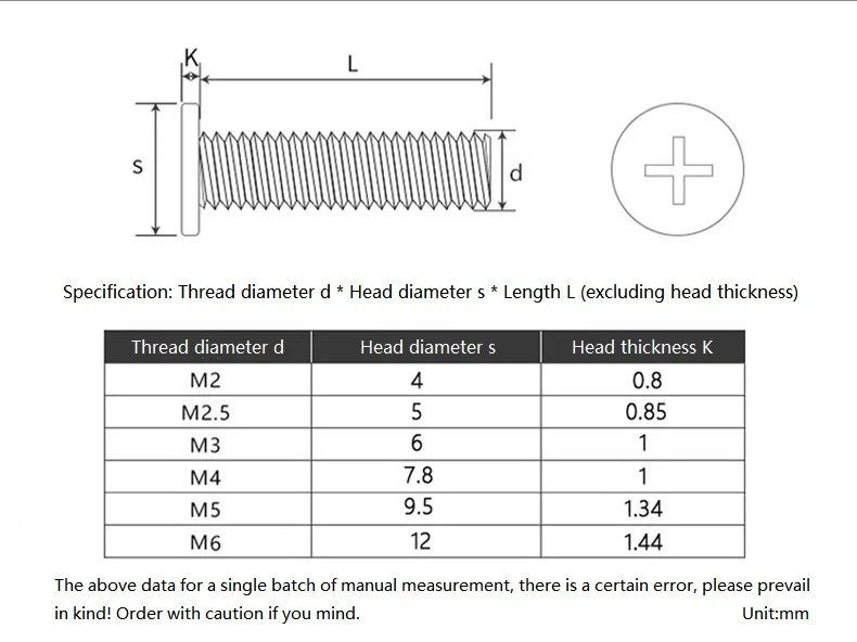 M2 M2.5 M3 M4 M5 M6 M8 CM 304 Stainless Steel Ultra Thin Super Low Flat Wafer Head Phillips Dispensing Screw Anti-loose Bolt