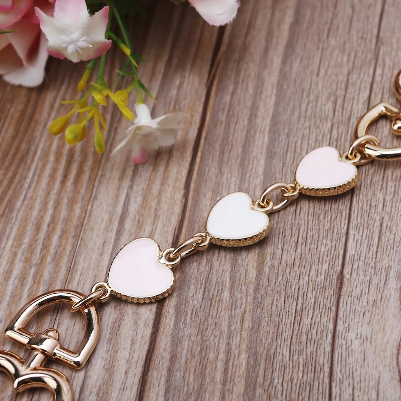 E74B Heart Shape Purse Strap Extenders Chain Charms for Handbag Crossbody Shoulder Bag