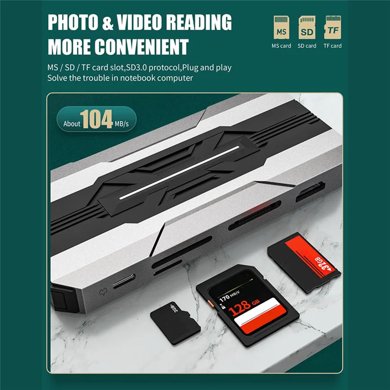 13-IN-1 USB C 허브 도킹 스테이션 SD 카드 리더기 1000M RJ45 호환 HDTV VGA USB 허브 3.0 PC 노트북용 어댑터 내구성