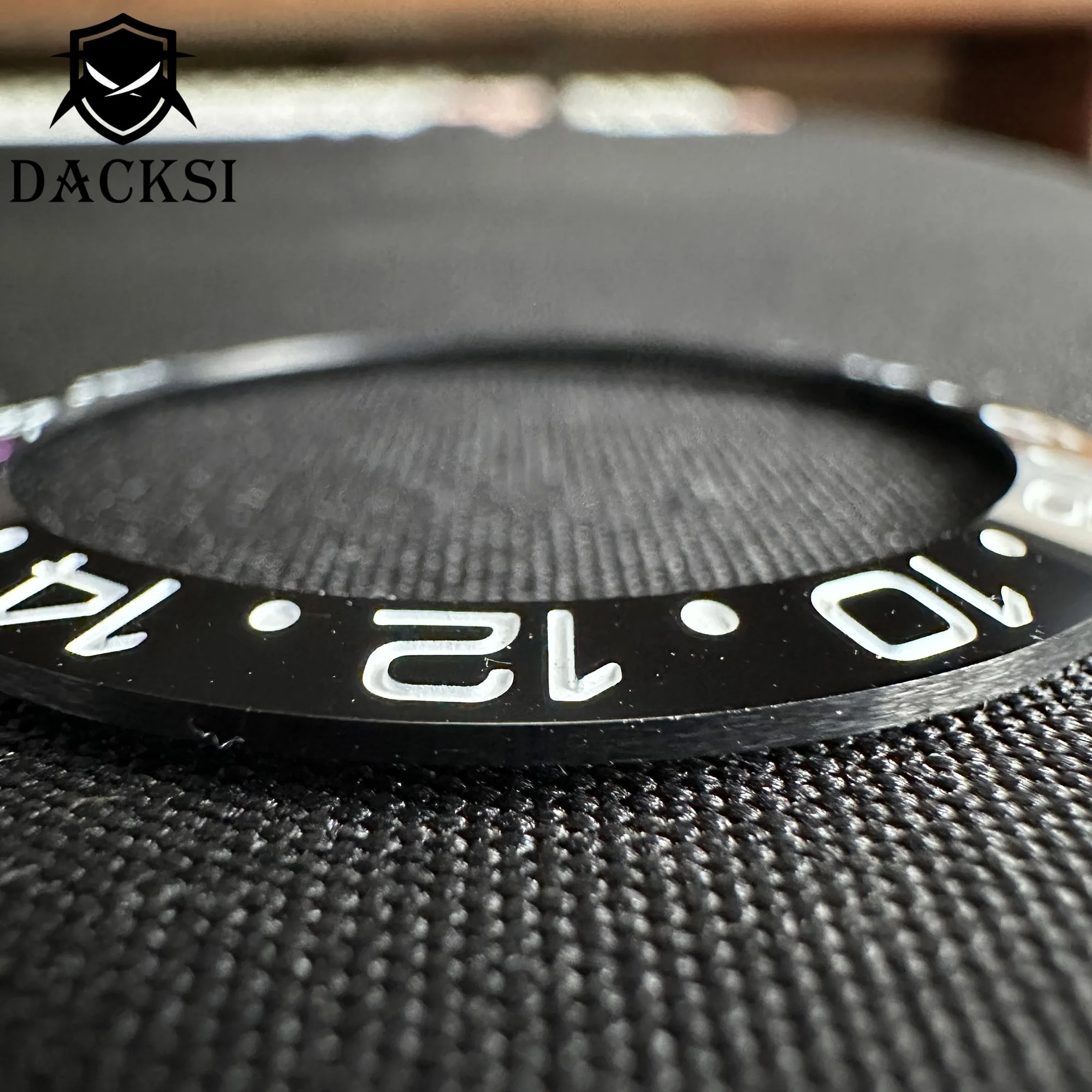 DACKSI Customized 38mm*30.6mm Ceramic NH35 Watch Bezel Insert Black Grey Bezel New Design Aluminium GMT Bezel WatchesAccessories