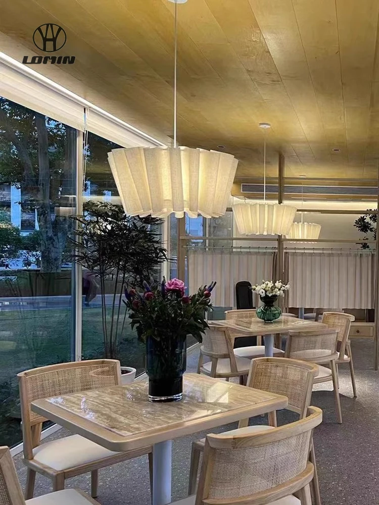 

Скандинавская льняная плиссированная подвесная лампа Anders Wabi Sabi, ручной работы, тканевая люстра для спальни и кухни – уникальный подвесной светильник