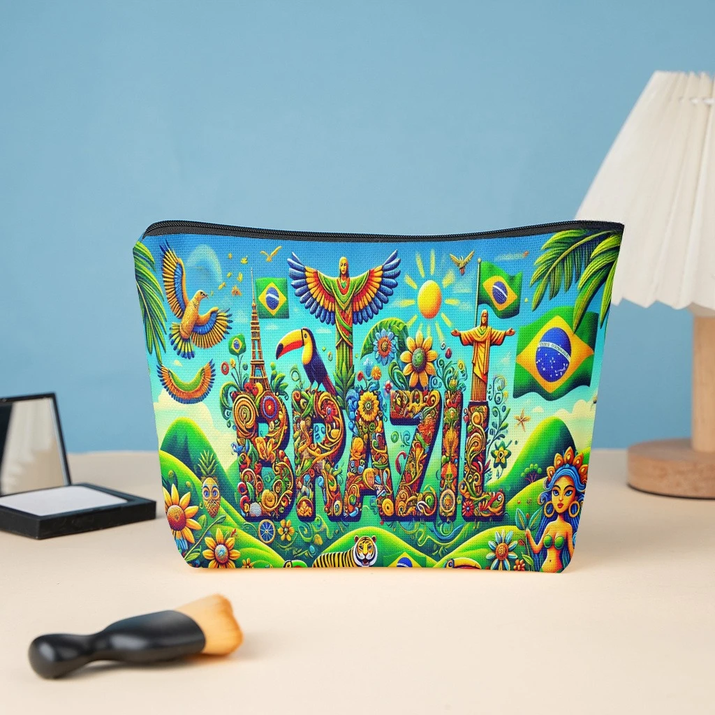 Brazil Tropical Vibe, Stylish Zippered Wallets, Work Snack Bags, Skincare Product Organizers, Double-sided Printed Cosmetic Bags
