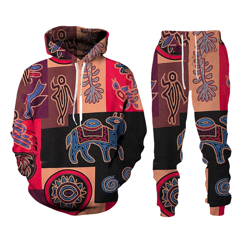Folk-custom 3d Print Hoodies Trousers Suits Men Women Tracksuit /Pullover/Pants/Jacket Set Vintage Long Sleeve Hip Hop Male Suit