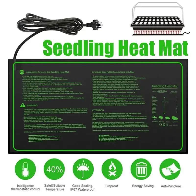 50x25CM AU Plug Waterproof Seedlings Heating Mat Plant Seedes Germination Propagation Clone Starter Pad Garden Supplies