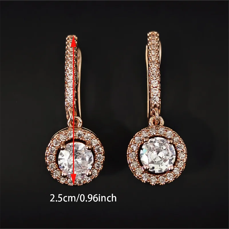 2024 New Arrival Trendy Halo Rose Gold Silver Color Korean Earrings Fashion Jewelry for Women Free Items Gift E5608