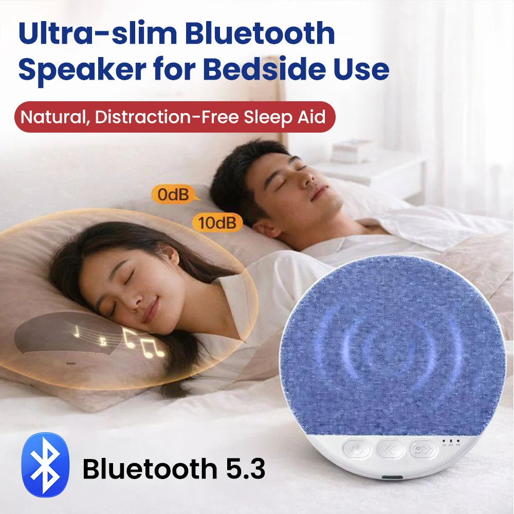 Mini Ultra Thin Bluetooth 5.4 Sleep Aid Speaker HiFi Stereo White Noise Multi-Functional under