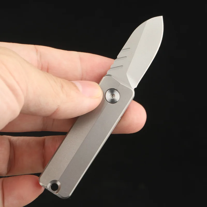 Imagem -03 - Mini Titanium Alloy Gear Folding Knife d2 Blade Multifuncional Outdoor Edc Self-defense Tool Portable Utility Keychain