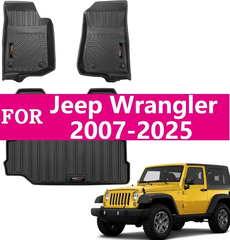 

Напольные вкладыши для Jeep Wrangler 2007-2018 гг., 4-дверные Wrangler JK 2-дверные передние напольные коврики, всепогодные резиновые аксессуары из ТПЭ