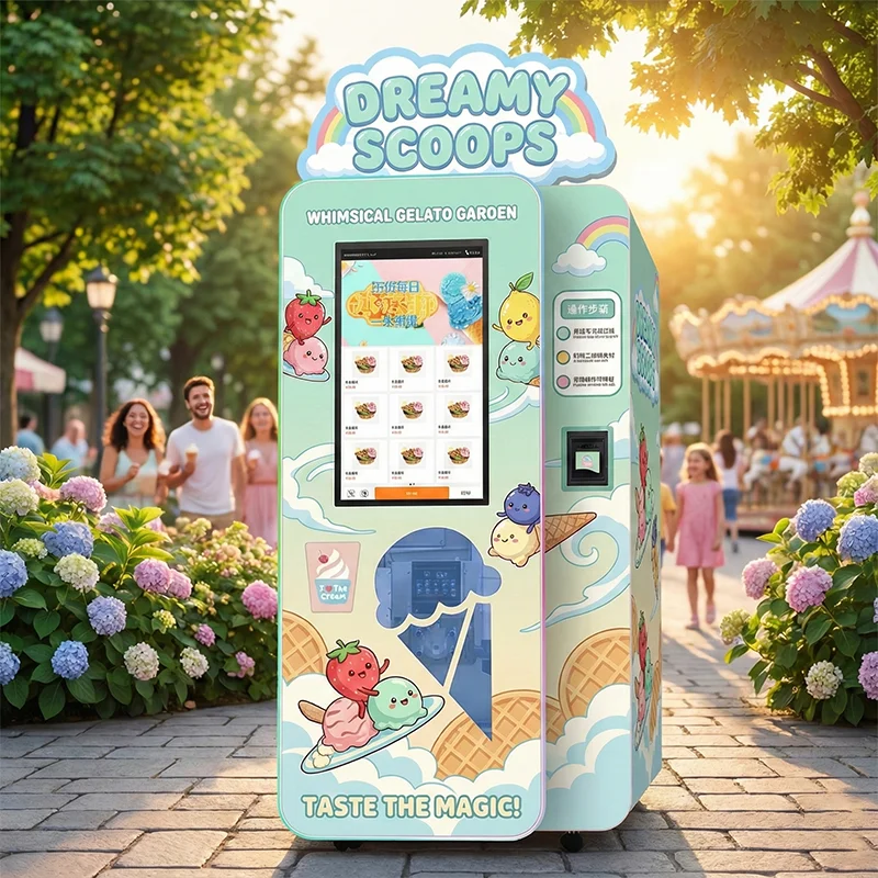 CE Certified Ice Cream Vending Machine 24H Unmanned Smart Soft Ice Cream Maker Multi Payment System Custom Appearance Design