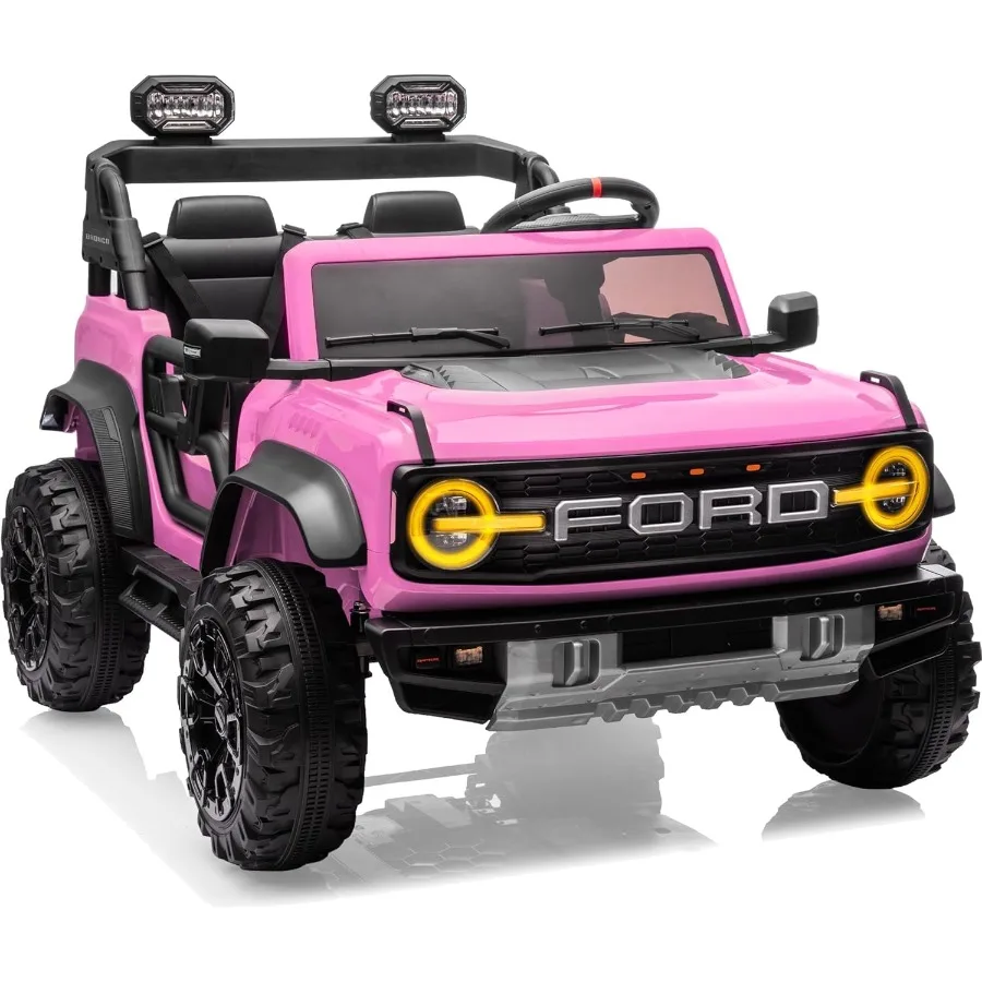 24V Ride on Toys for Big Kids, Licensed Ford Bronco Raptor 2 Seater Ride on Cars with Remote Control, Ride on Truck w/ 4-Wheeler