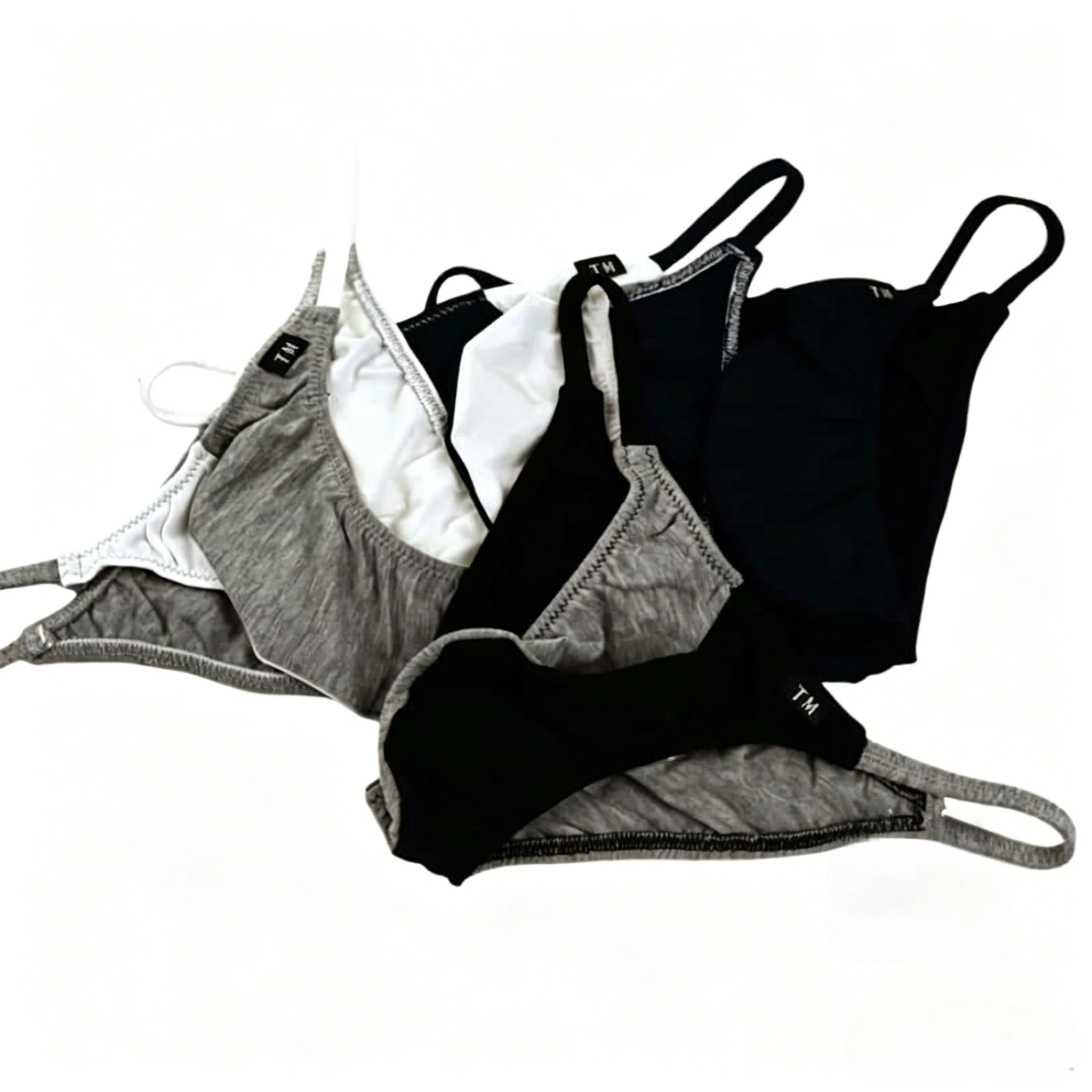 

Color Block Cotton Men's Bikini Briefs, Low-rise Elastic Triangle Underwear with Pouch
