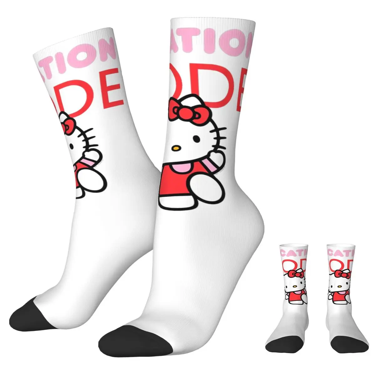 Official Hello Kitty Vacation Mode Autumn Winter Crazy Design Women MenSocks Sweat Absorbing Basketball Socks