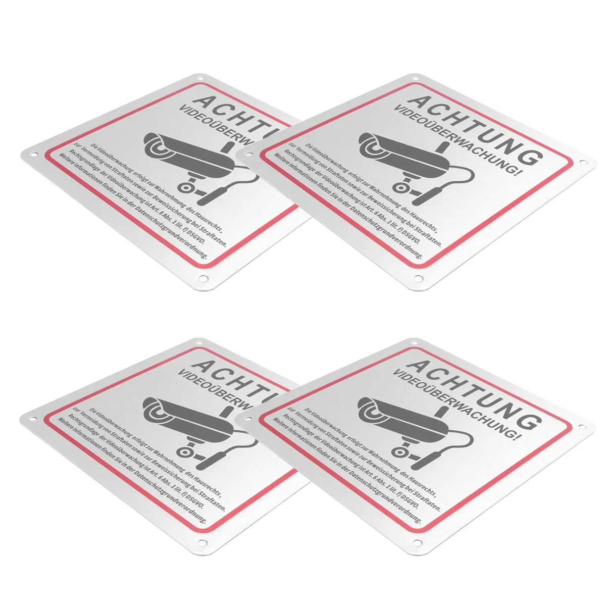 【مخزنة】علامة مراقبة فيديو، ملكية خاصة للمراقبة بالفيديو، علامة مراقبة فيديو تحذيرية معدنية مقاس 15 × 15 سم 4 عبوات