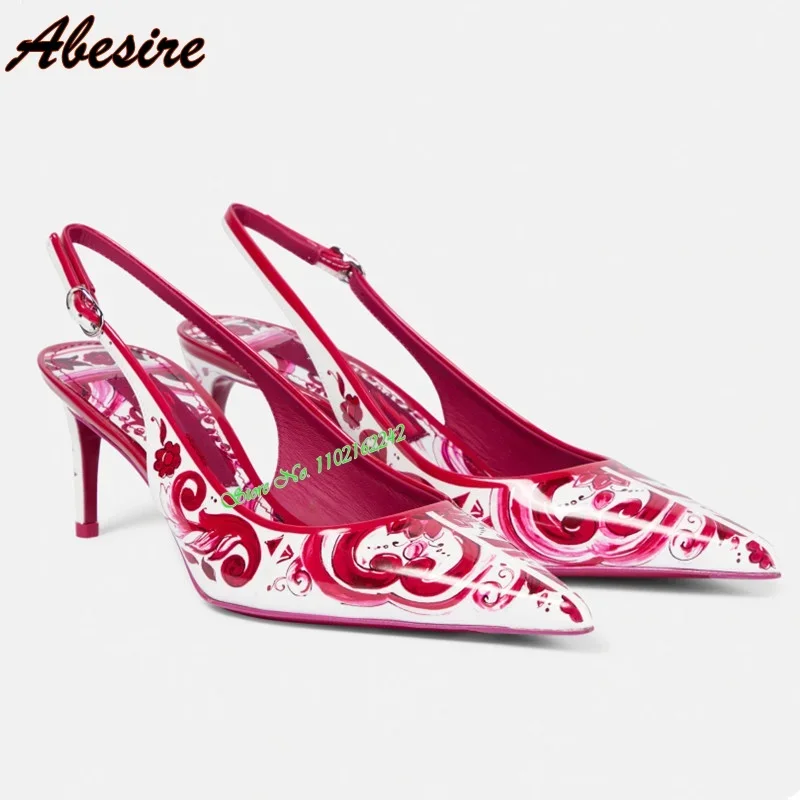 

Spring Autumn Blue And White Porcelain Printed Pumps Pointed Toe Medium Heel 6cm Sheepskin Fashion Catwalk High Heels For Women