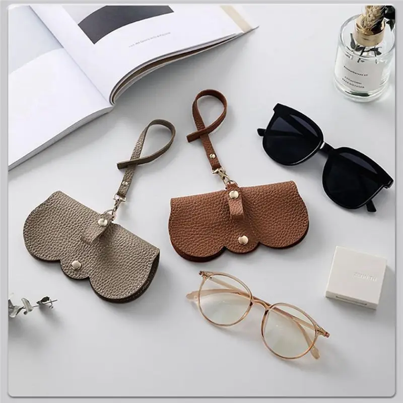 3 PCS Soft Leather Sunglasses Bag As Shown Glasses Pouch Carrying Organizer Eyeglass Case With Wrist Strap Slim Sunglasses Pouch