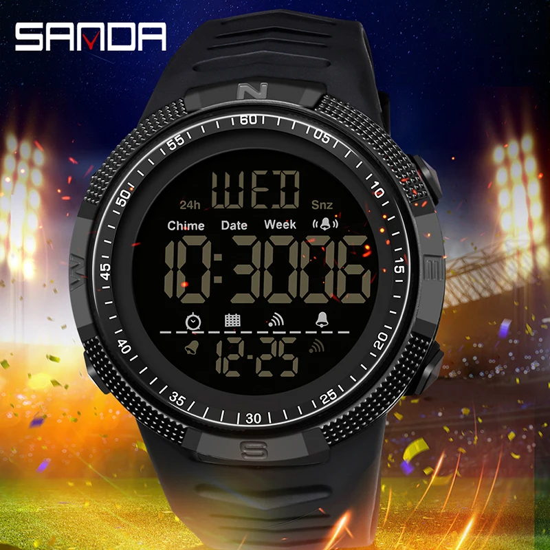 SANDA Fashion Military Men\'s Watches 50M Waterproof Sports Wrist Watch Male LED Electronic Wristwatches Unisex Women Casual Boy