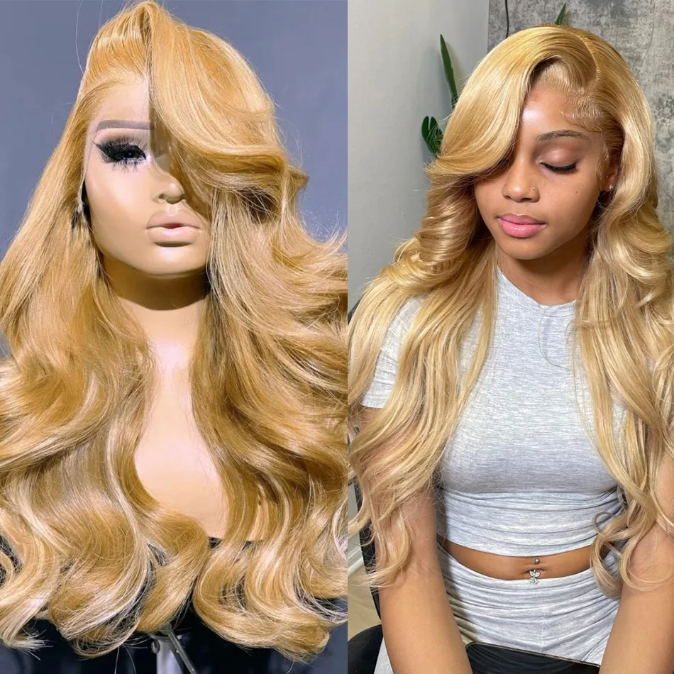 

Honey Blonde Human Hair Wig Hd Lace 13x6 Hd Lace Frontal Wig 250 Density Preplucked Body Wave 13x4 Hd Lace Front Wig for Women