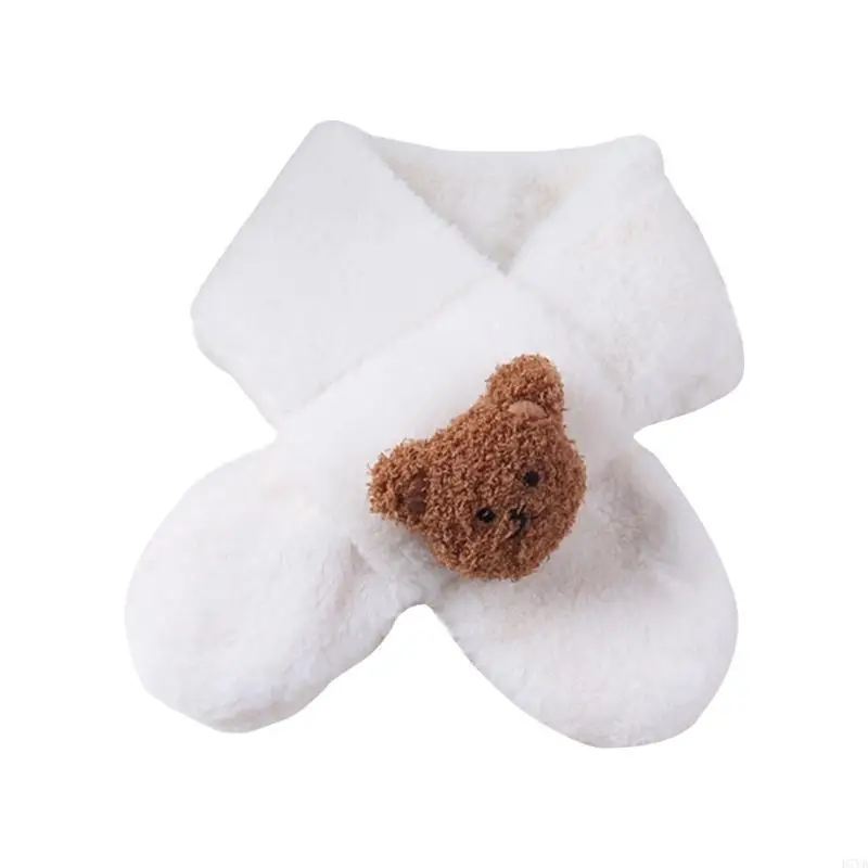 

D7YD Children's Scarf Autumn Winter Neck Scarf Bear Thicked Imitation Rabbit Plush