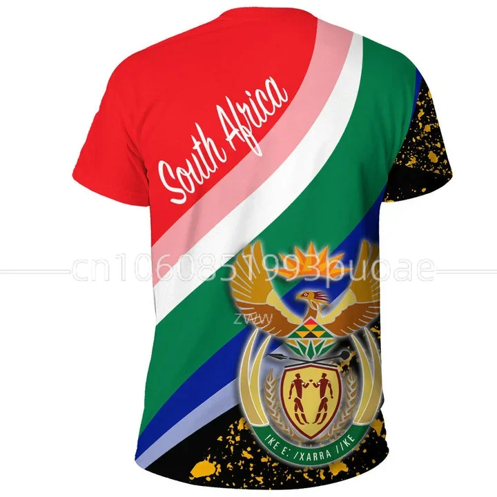 2023 New Men's South African Flag T-shirt 3d Printed Casual Street T-shirt Oversize Round Neck Men's and Women's Clothes