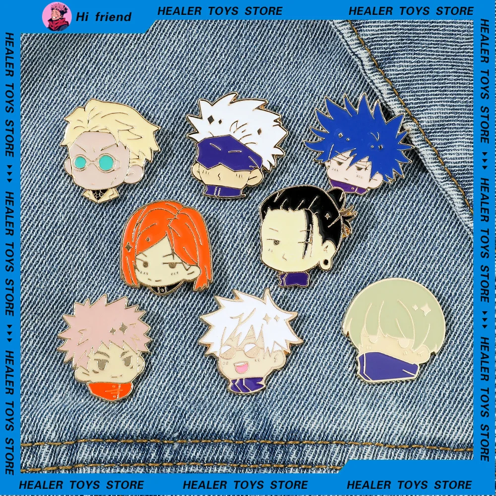 Jujutsu Kaisen Brooch Kawaii Satoru Gojo Fushiguro Megumi Kugisaki Nobara Student School Bag Medal Accessories Cute Metal Badge