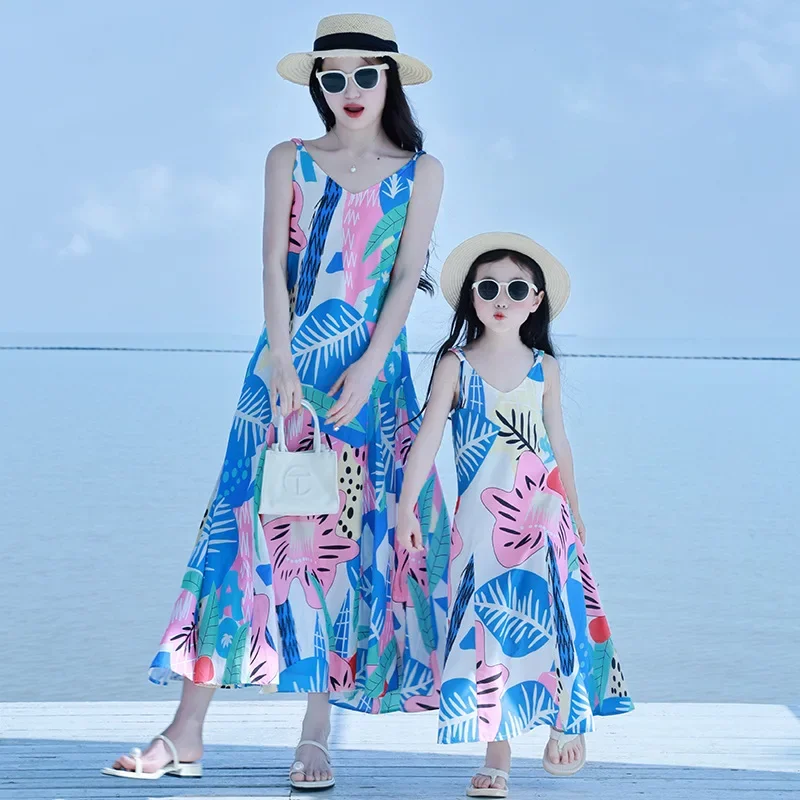 

Vacation Like Mother Like Daughter Beach Dresses Mom and Baby Girls Holidays Loose Dress for Women Momy and Me Matching Clothing