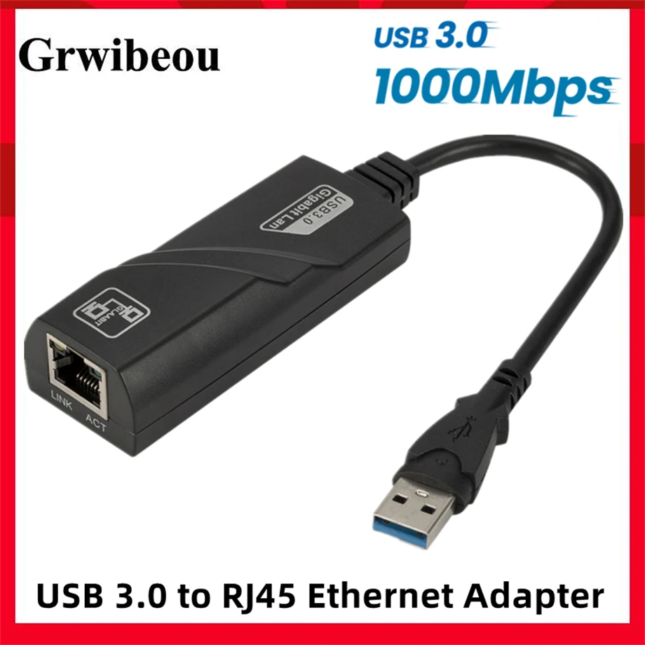 USB 3.0 Wired Network Card USB to RJ45 LAN Ethernet Adapter 10/100/1000Mbps USB 3.0 Network Adapter for Macbook Laptop PC Win 10