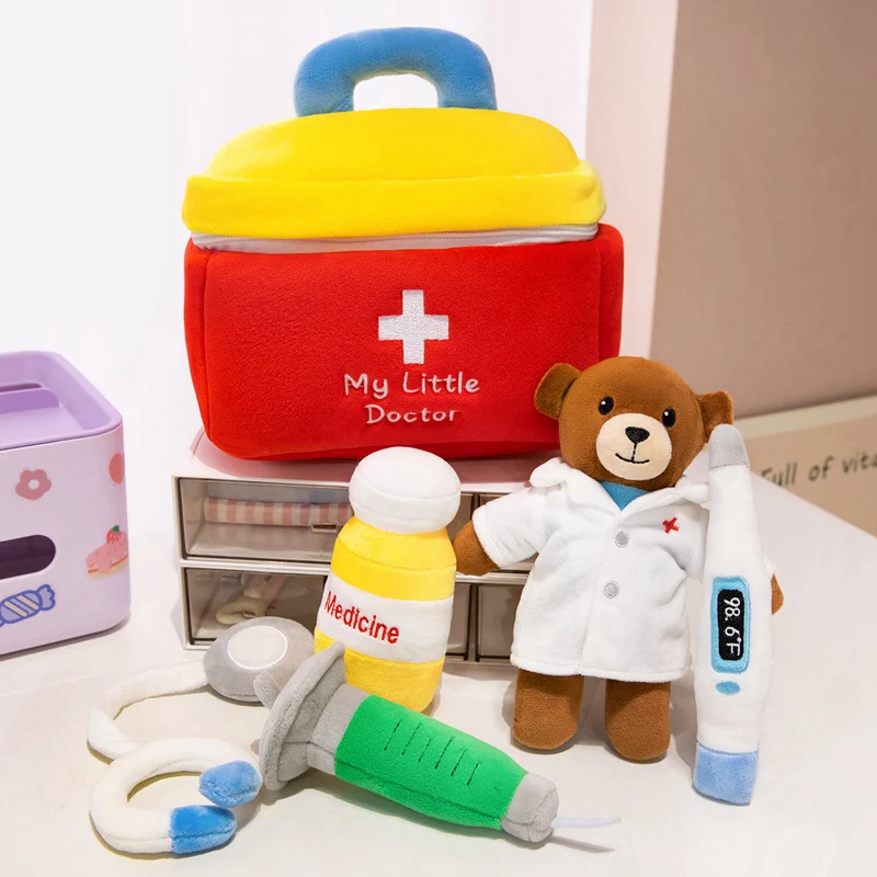 

Cute Pretend Play Plush Toy Set My Little Policeman Chef Detective Firefighter Doctor Pirate Role-Play Intresting Toys Gift
