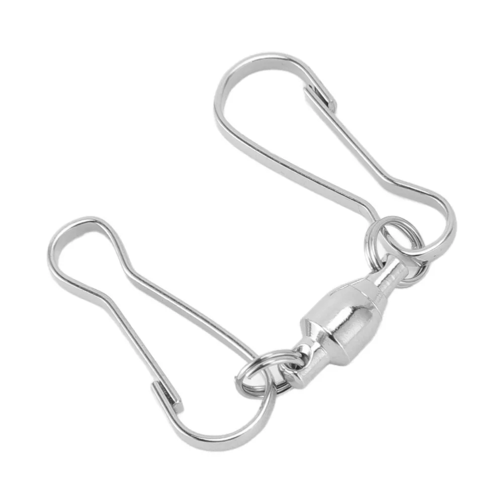 20Pcs Silver/Black Windsock Clips 360 Degree Rotation Dual Clip Stainless Steel Wind Chime Hooks 70mm Length Smooth Spinning