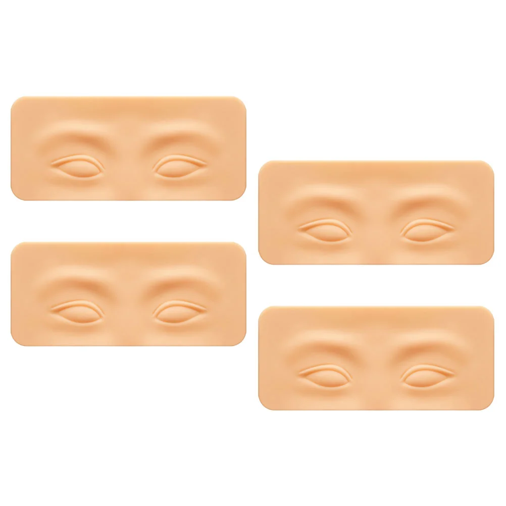 4 Pcs Eyebrow Practice Block Makeup Fake Skin Silicone Mannequin Face Shadow for Training Silica Gel Board