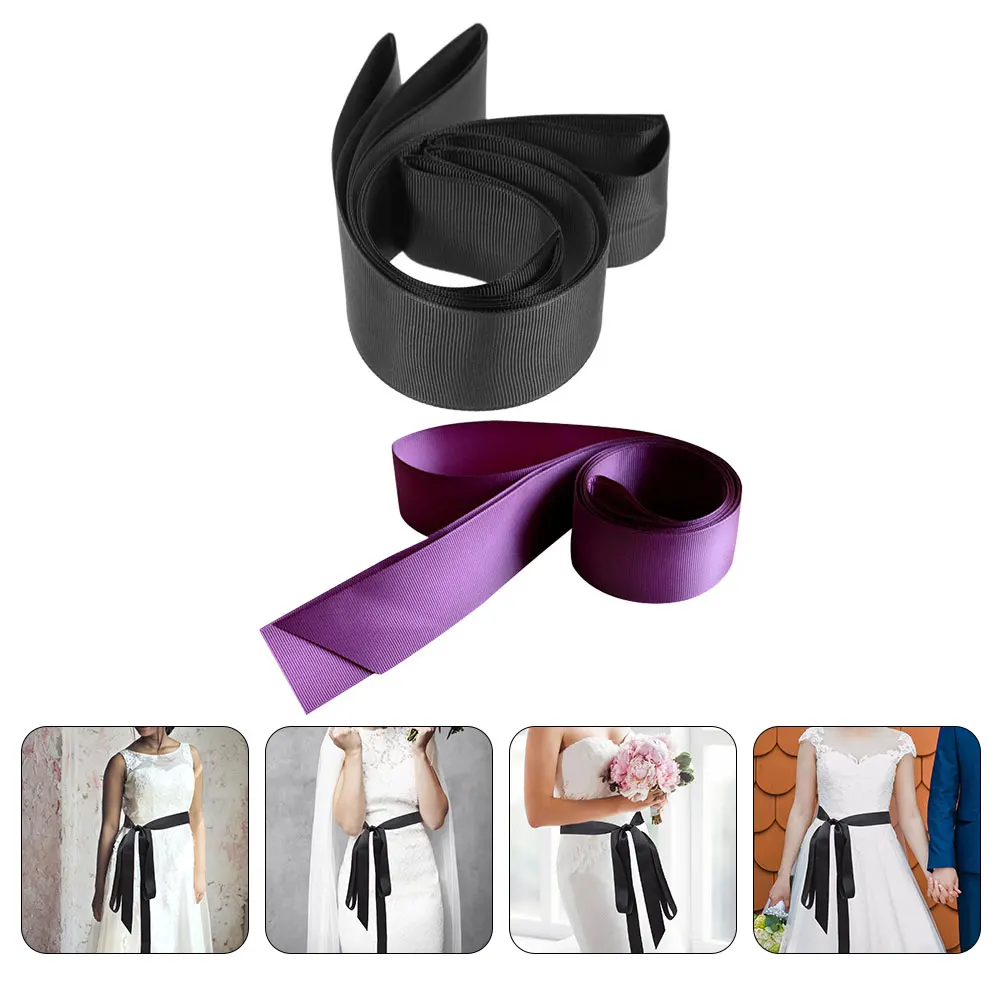 

2Pcs Bridal Ribbon Ribbon Sash For Dress Sash Belts White Adjustable Length Soft Satin DIY Bow Women Dress Waist Corset