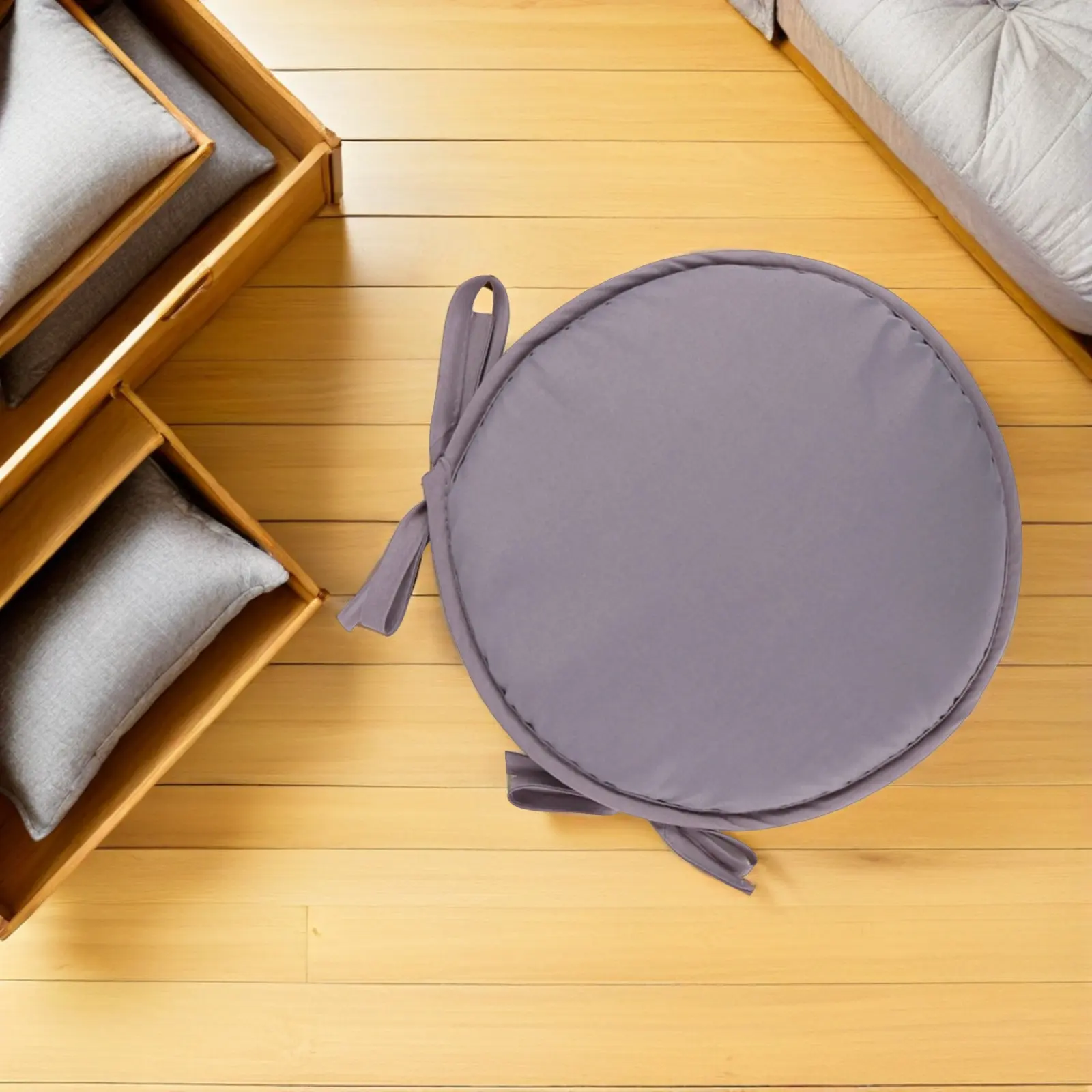 1Pcs Thickened Round Seat Cushion Light Grey Diameter 38Cm Sponge Chair Pad for Home School Office Restaurant Seat Cushion