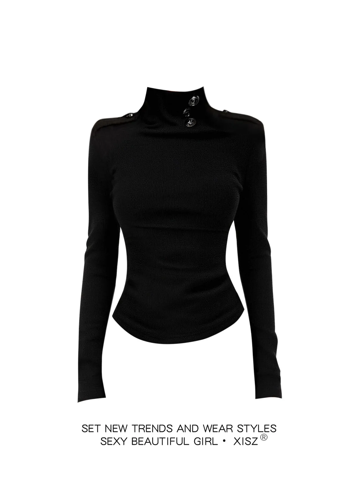تي شيرت نسائي أسود بأسلوب القو - مراجعة Turtleneck Knit 90S وسعره