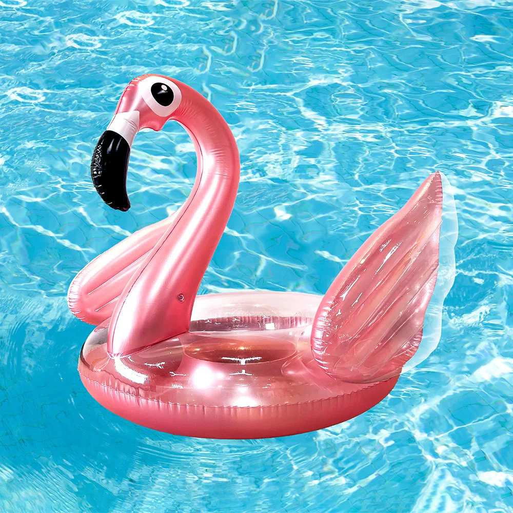 Fila flotante de flamenco para niños, cama inflable de PVC engrosada para montar en el agua, accesorios de verano