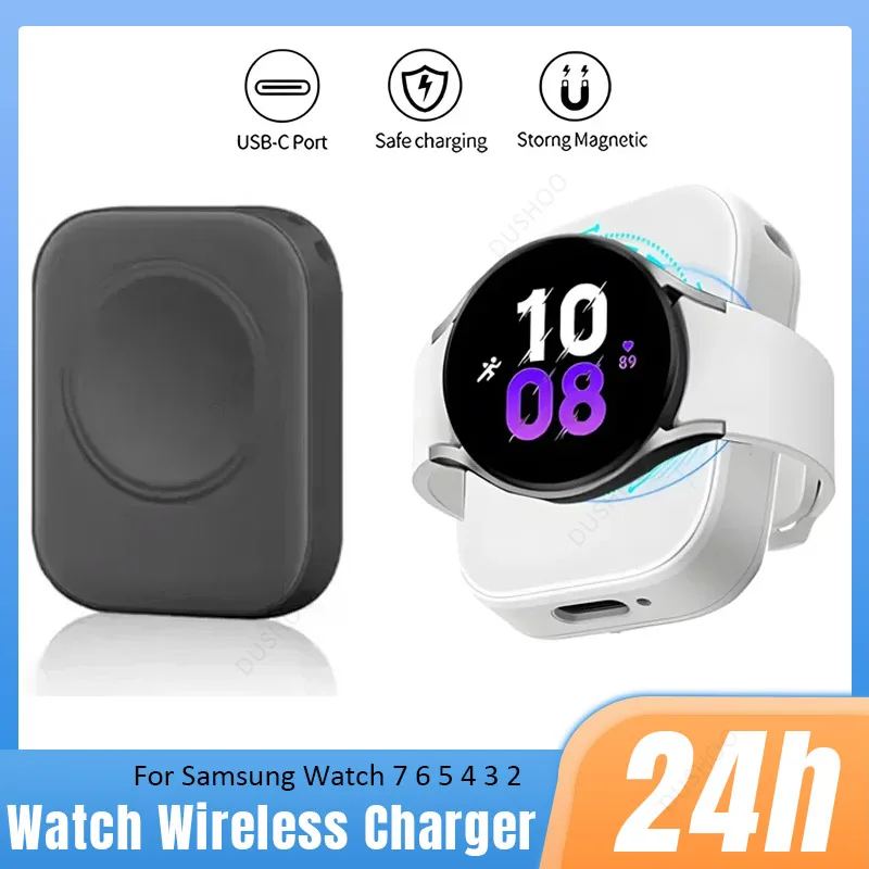 Universal Magnetic Wireless Portable Watch USB Type C Fast Charger for Samsung Galaxy Watch Ultra 7 Classic 5 Pro Fast Charging