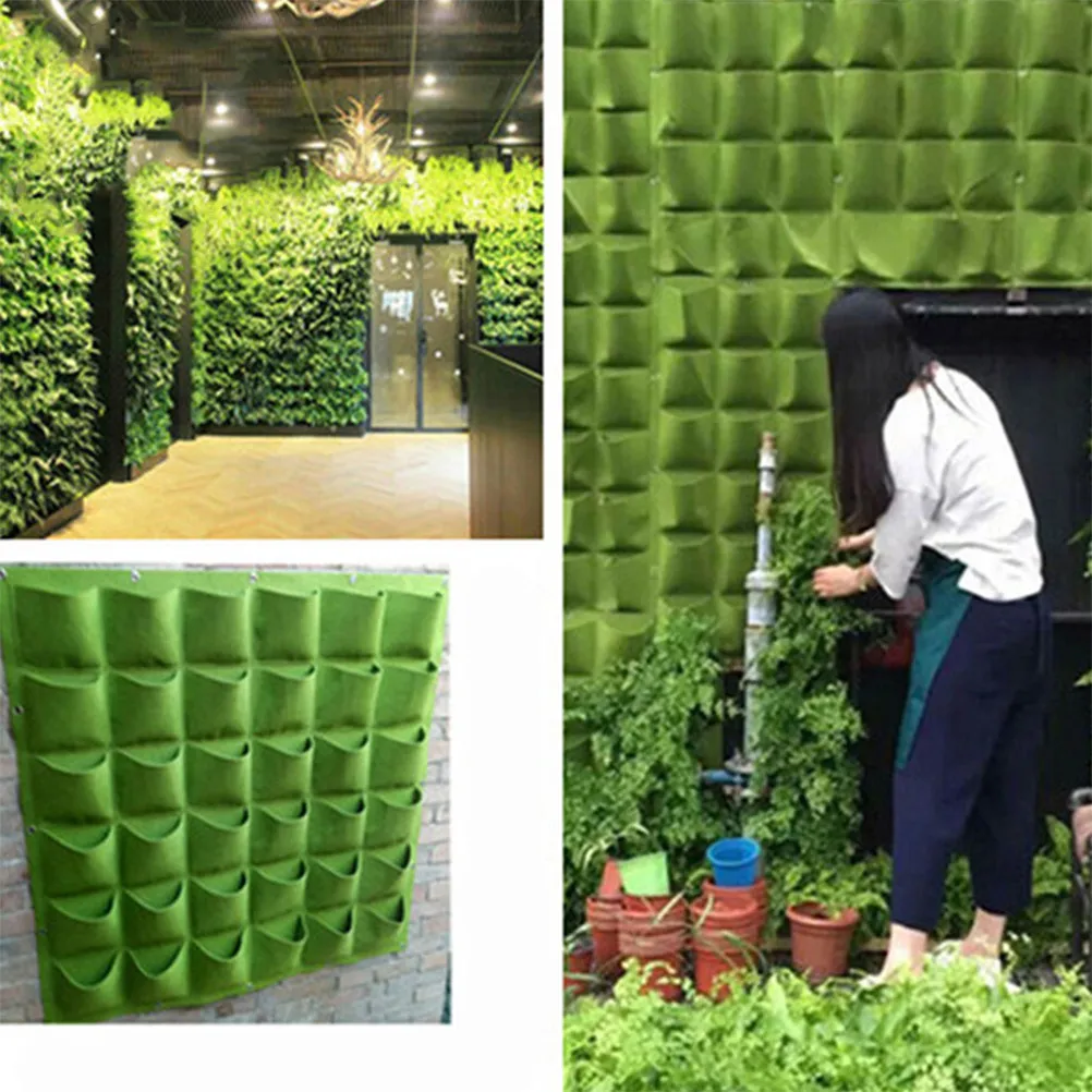 1Pcs Felt Wall Hanging Plant Bag Vertical 12-Pocket Planter for Garden Outdoor Indoor Herb Succulent Vegetable Growing Pocket view 5