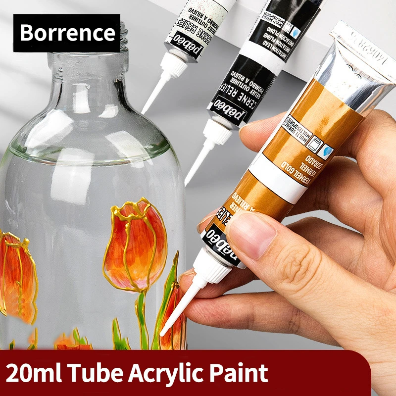 20ml 11 Colors Glass Acrylic Paint Tube Waterproof For Canvas Painting Wood Glass Pigments Drawing Hook Line Tool Art Supplies