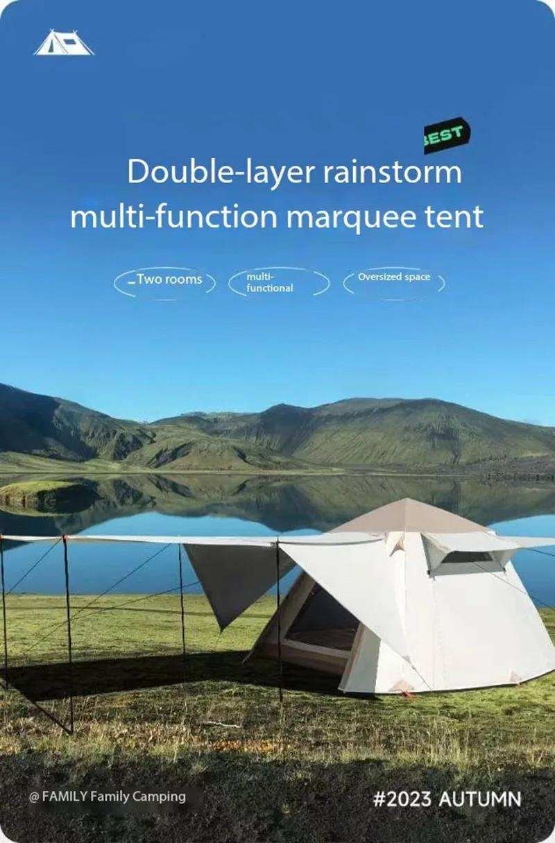 Tent Canopy 2-In-1 Outdoor Folding Portable Camping Overnight Camping Thickened Rainproof Equipment Complete Set In One