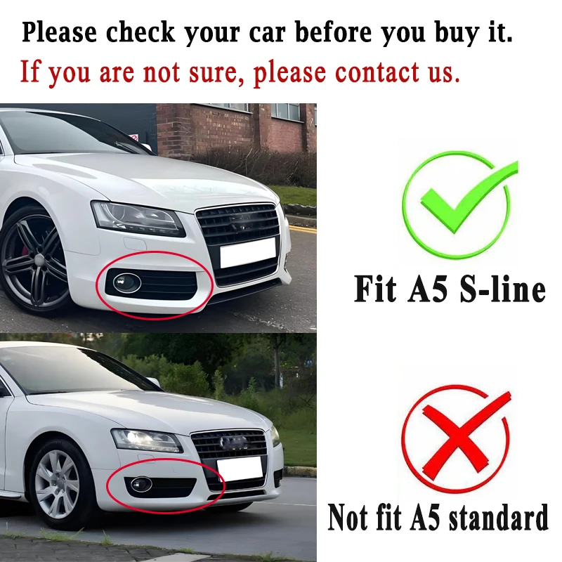 For Audi A5 S-line S5 B8 RS5 2008-2012 Front Bumper Lower Fog Light Grille Frame Honeycomb Mesh Bezel Cover 8T0807681 8T0807682