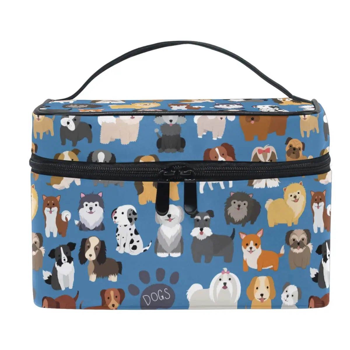 Cute Dog Puppy Makeup Bag Cosmetic Bag Toiletry Travel Brush Bag Train Case for Women Zip Carrying Portable Multifunctional Bag