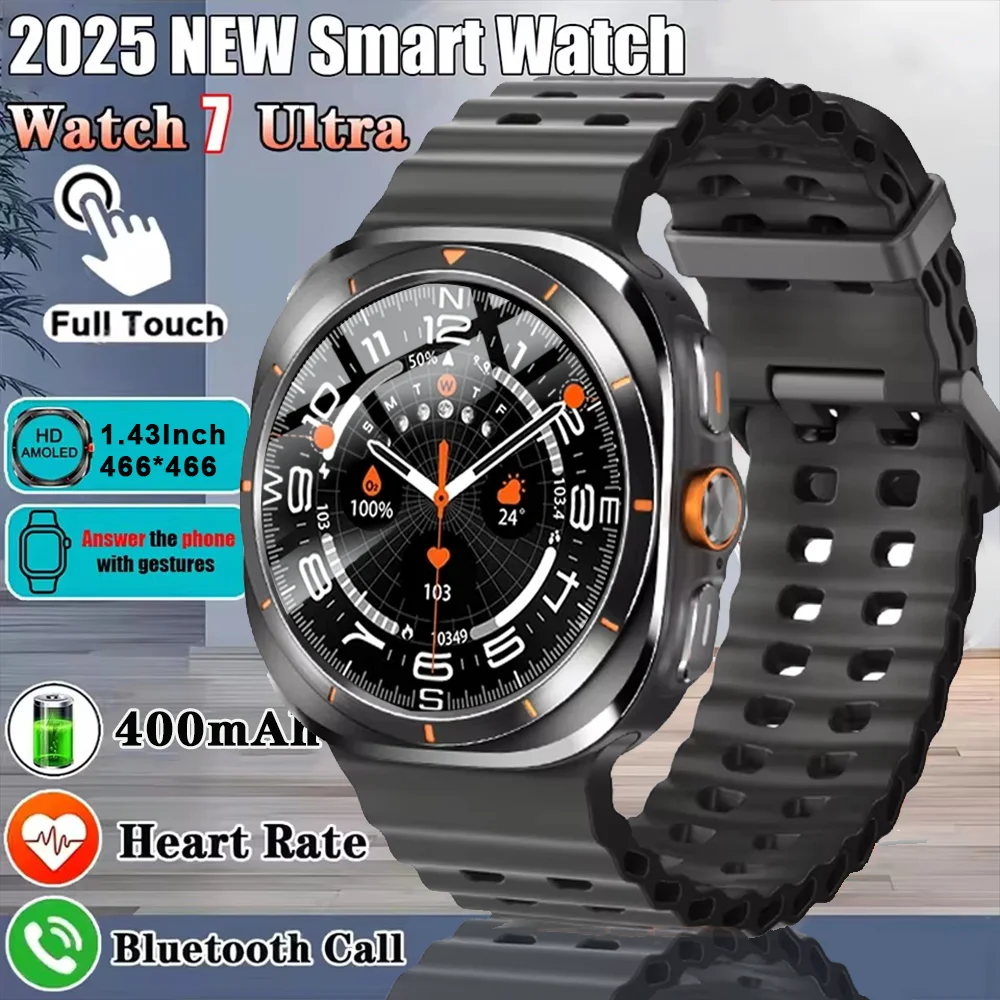 

DAORKOW 2025 New Smartwatch 1.43 Inch Amoled Screen Metal Case BT Call Outdoor Compass Information Real-time Push Health Monitor