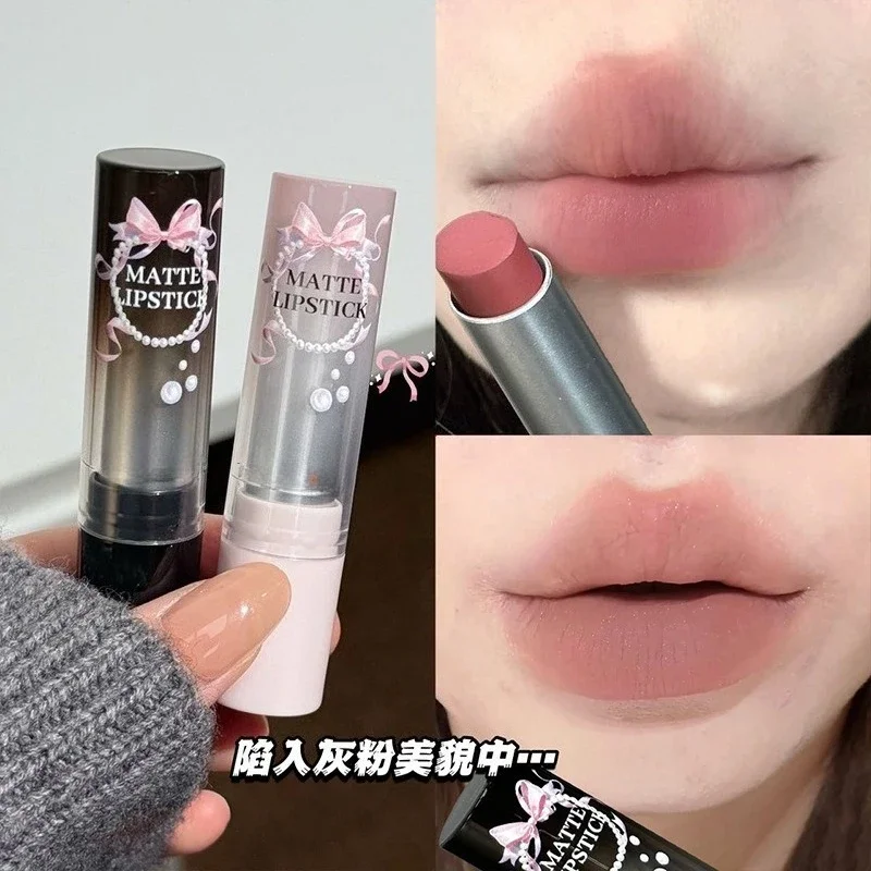 Waterproof Sweatproof Not Fade Lip Gloss Cement Gray Brown Low Gloss Lipstick With Fine Shine Tobacco Pink Lip Stick Makeup