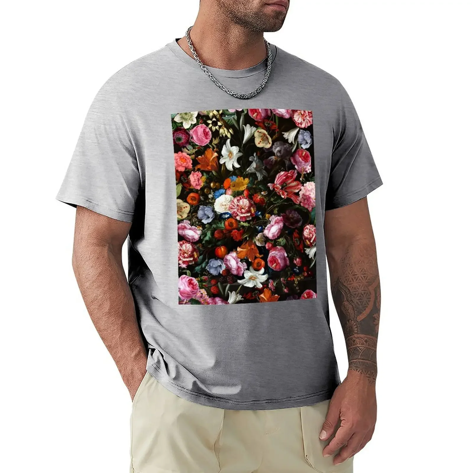 Dutch Vintage Botanical Flowers Midnight Garden T-Shirt customizeds oversized t shirt anime stuff mens t shirt graphic