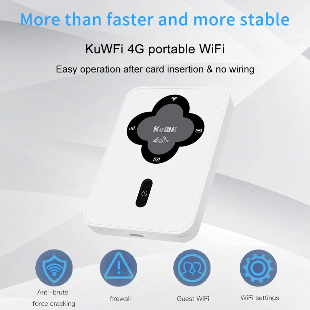 KuWFi 4G Mobile Router 150Mbps Outdoor Protable Mini 4G LTE Router Wireless Wi-Fi Router Built in Battery with SIM Card Slot