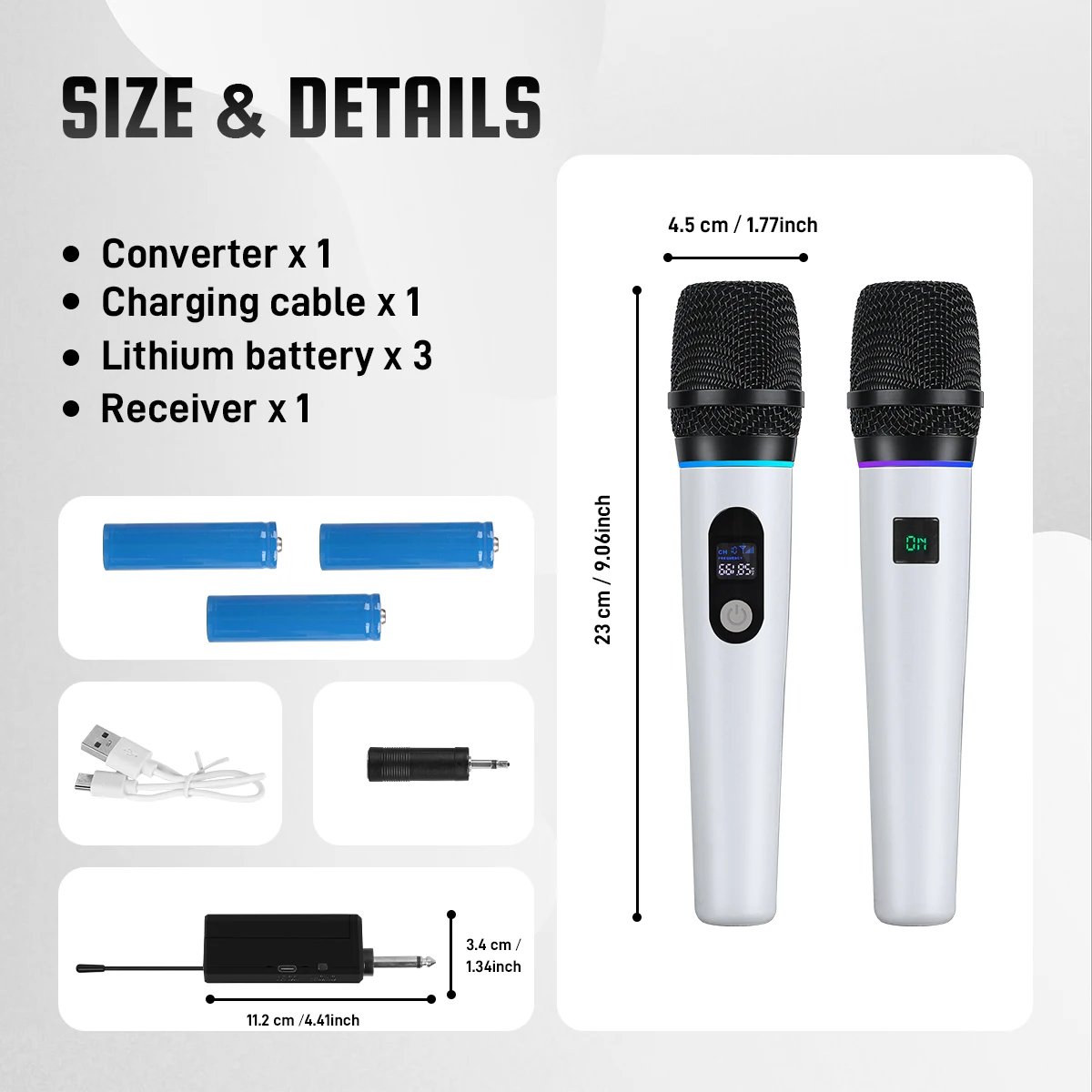 FULUODE UHF Wireless Microphone Professional Rechargeable Dynamic Handheld Mic for Videoke Singing