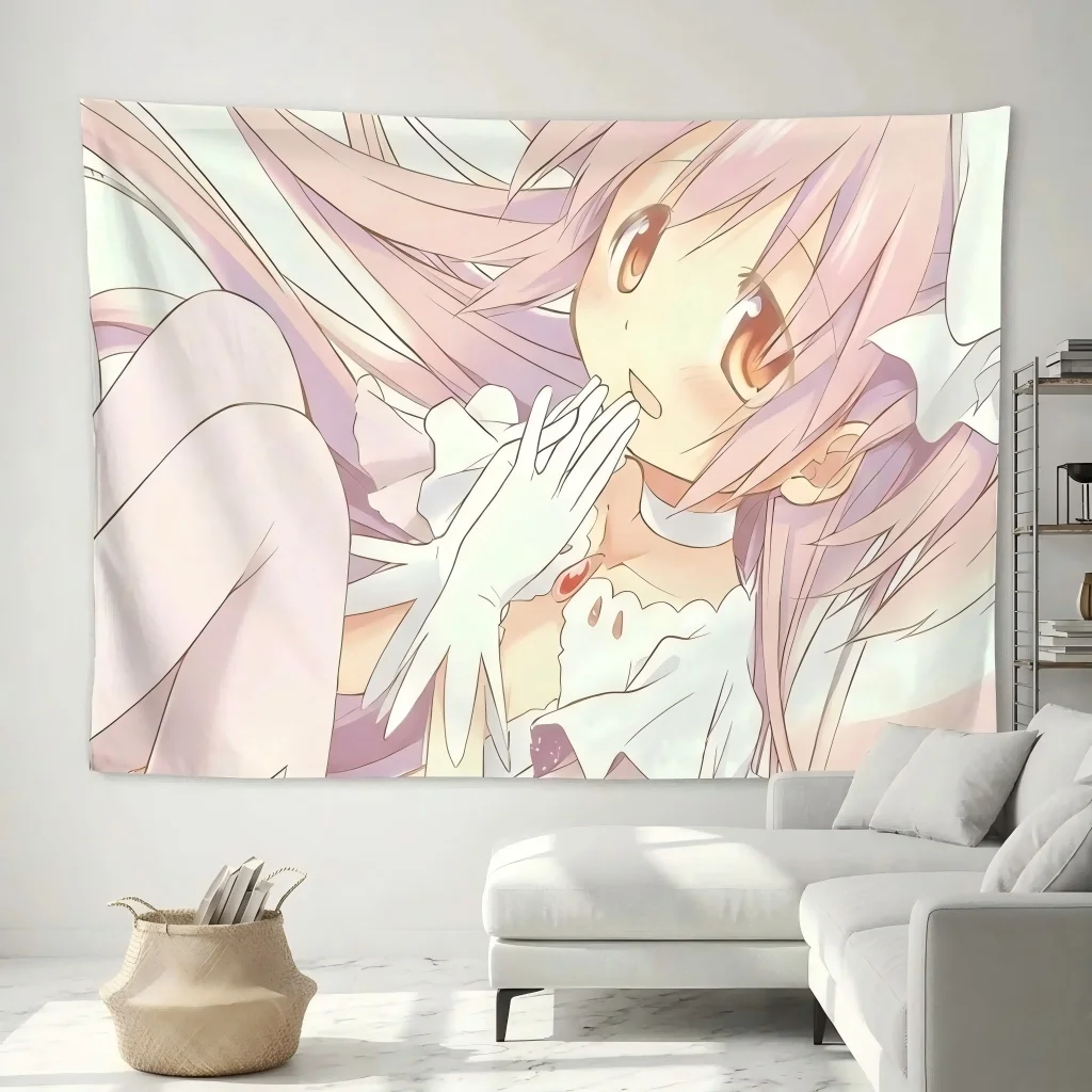 1pc M-Madoka M-Magica Portrait large tapestry Hanging Kawaii Style Decor For Otaku Bedroom Dorm Home Fan Gift