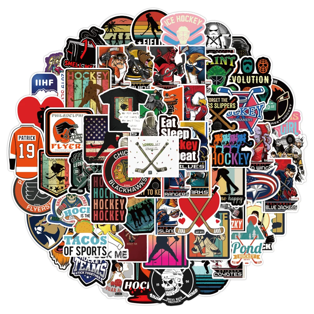 10/30/50PCS Non-repetitive Hockey Graffiti Personality Trend Guitar Decoration Sticker Water Cup Computer Sticker Wholesale