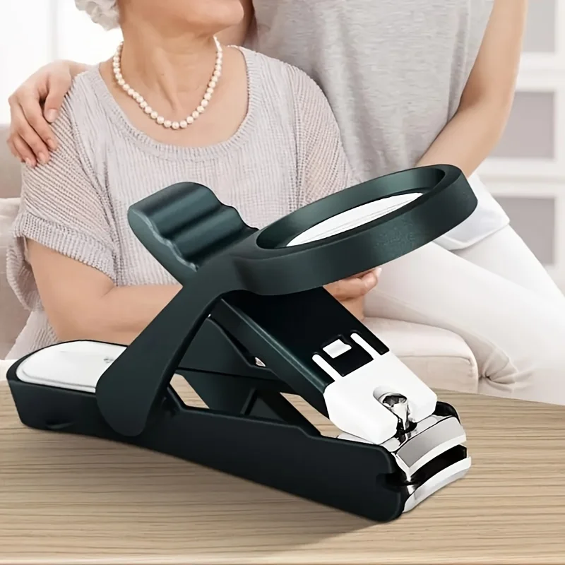 Powiększony obcinacz do paznokci ze stali nierdzewnej z wygodnym gumowym uchwytem dla osób starszych i wszystkich grup wiekowych, klasyczne narzędzie do przycinania paznokci