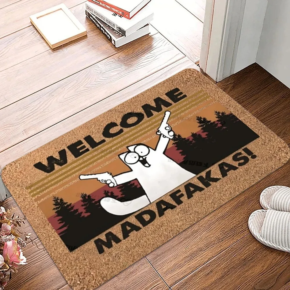 MADAFAKAS Teppich-Muster-Matte für den Außenbereich, rutschfest, leicht zu reinigen, Katzenteppich, resistente Fußmatte, Waschraum-Eingangsdekoration, waschbarer Teppich