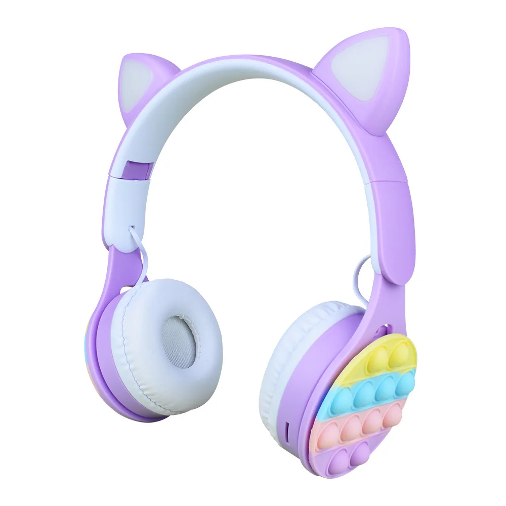 M6 Bubble Cat Ears Bluetooth Headset Stereo Subwoofer Headset Luminous Card Pluggable Bluetooth Headset